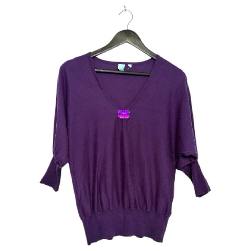 Shushu Purple Sweater Knit Top with Jewel Accent Size Small Coastal Dopamine - Thumbnail 8