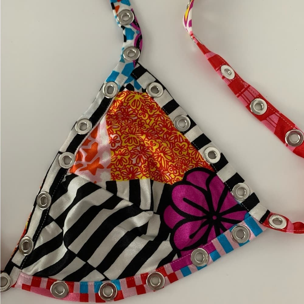 Versace Versus RARE Y2K Grommet Embellished 2 Piece Bikini Set Swimsuit Swimwear - Thumbnail 4