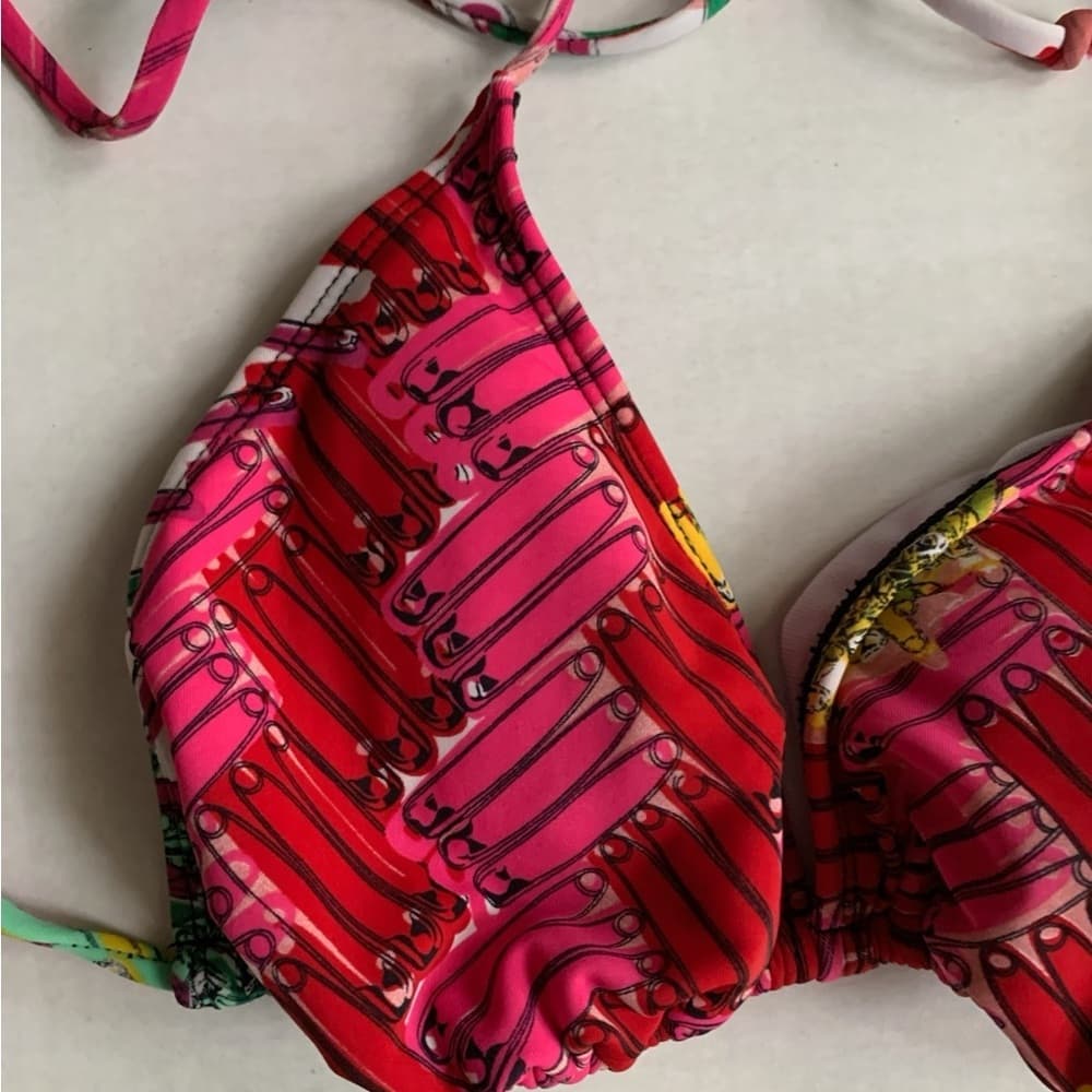 Zac Posen for Target Multi Colored Safety Pin Bikini XL Top Medium Bottom - Thumbnail 7