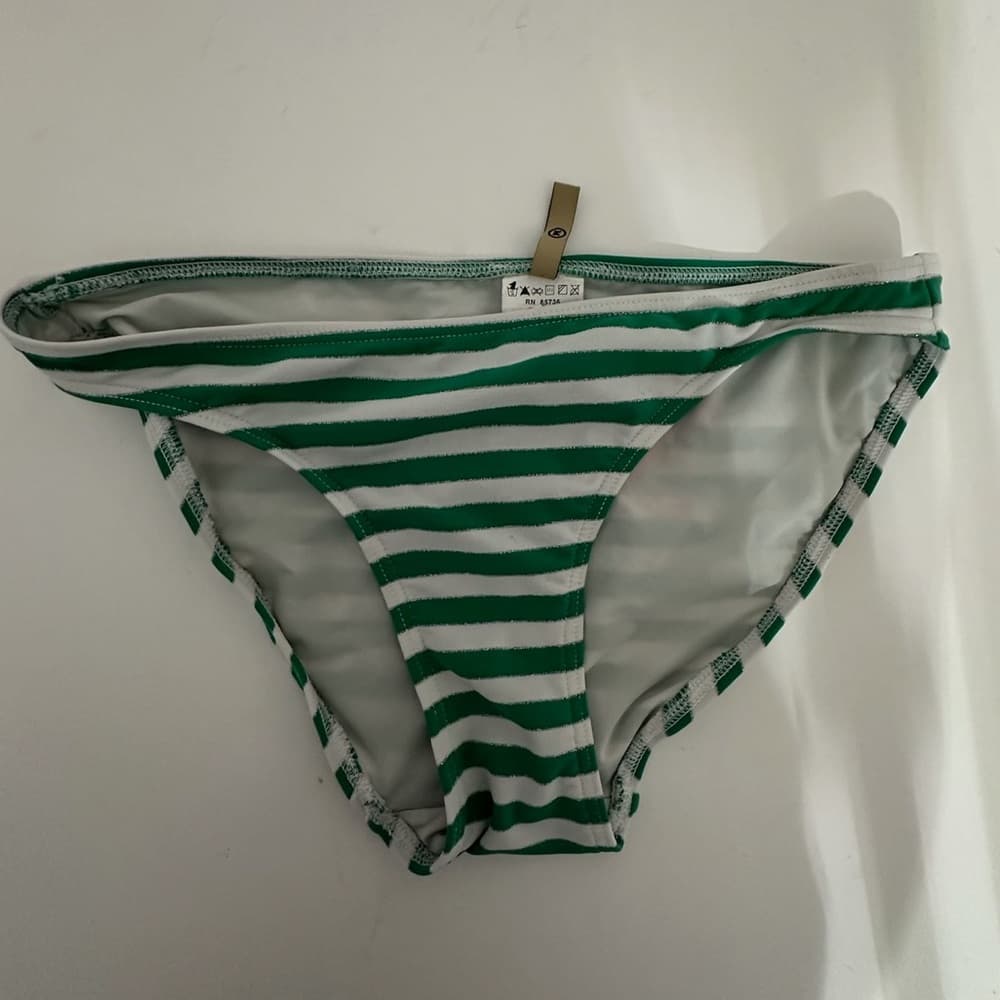 Juicy Couture Green White Stripe Y2K Halter Style Bikini Set - Size Medium - Thumbnail 14