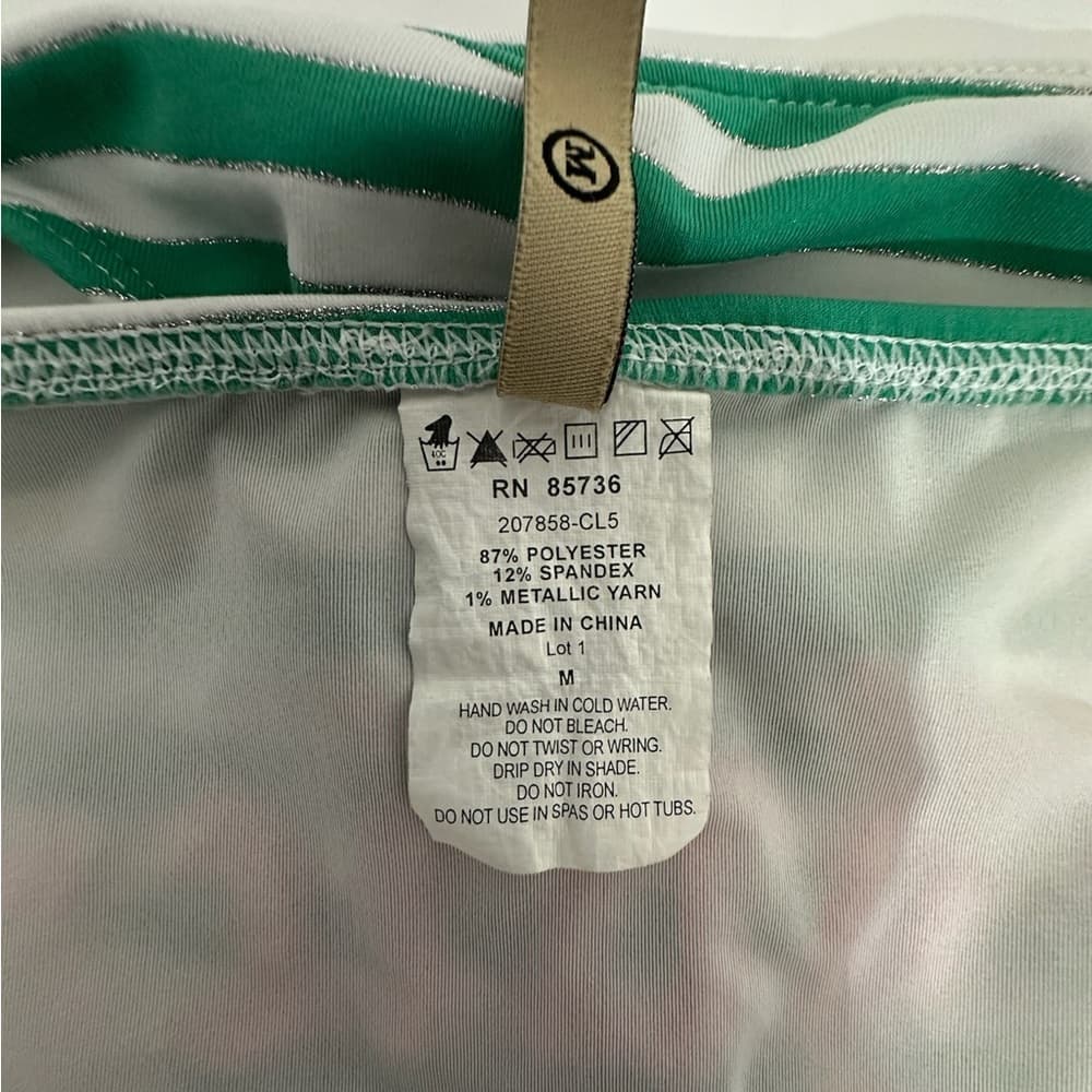 Juicy Couture Green White Stripe Y2K Halter Style Bikini Set - Size Medium - Thumbnail 12