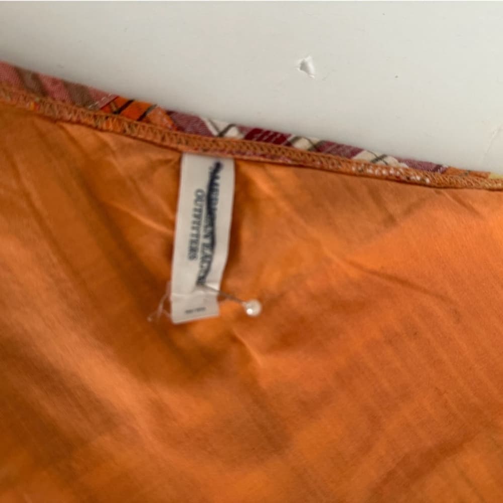 American Eagle Patchwork Plaid Bikini Y2K Vintage Orange Plaid Beaded Size Large - Thumbnail 2