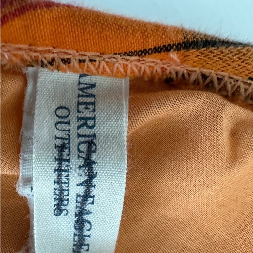 American Eagle Patchwork Plaid Bikini Y2K Vintage Orange Plaid Beaded Size Large - Thumbnail 11