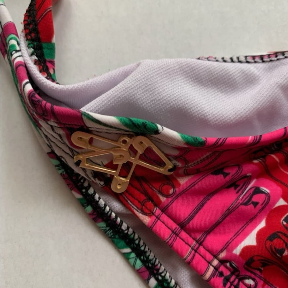 Zac Posen for Target Multi Colored Safety Pin Bikini XL Top Medium Bottom - Thumbnail 4