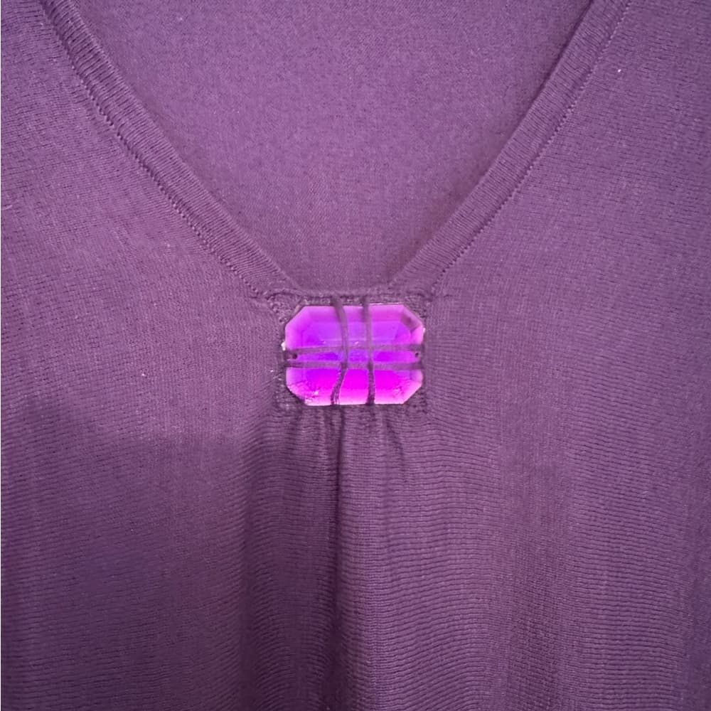 Shushu Purple Sweater Knit Top with Jewel Accent Size Small Coastal Dopamine - Thumbnail 2