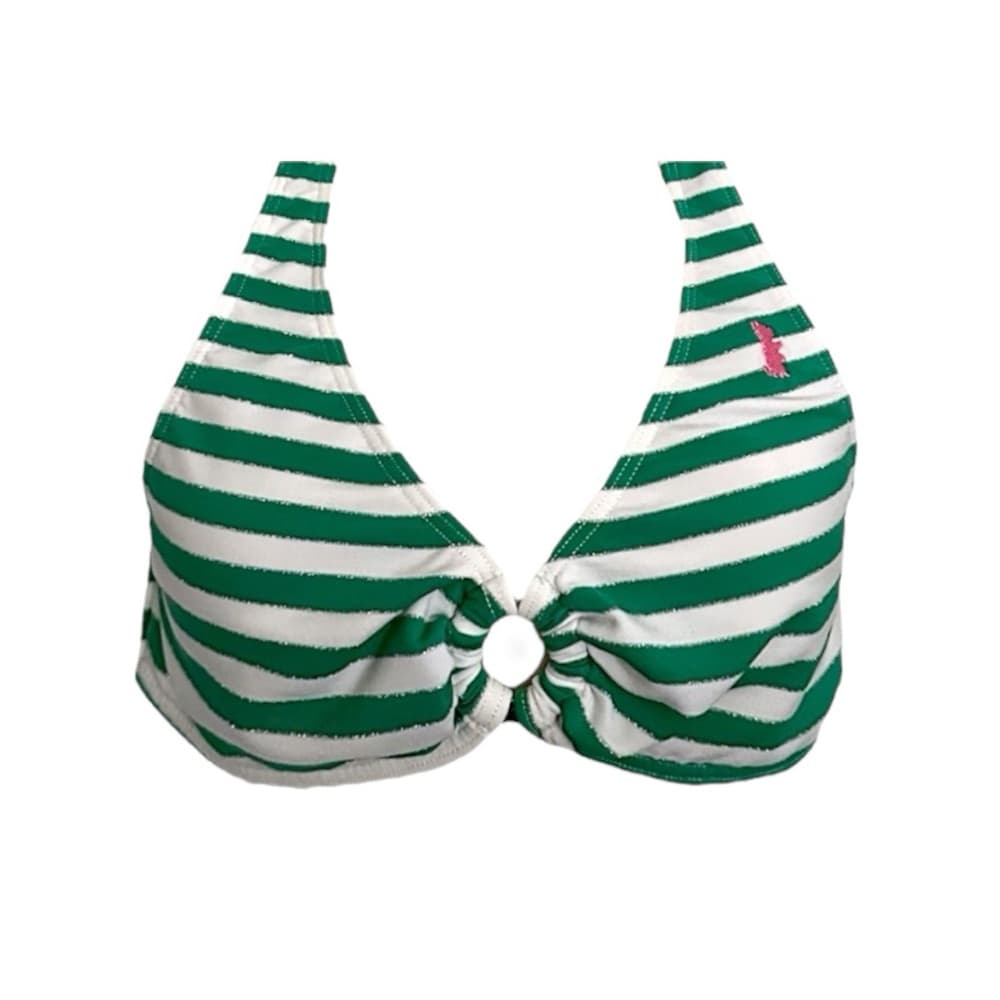 Juicy Couture Green White Stripe Y2K Halter Style Bikini Set - Size Medium - Thumbnail 3