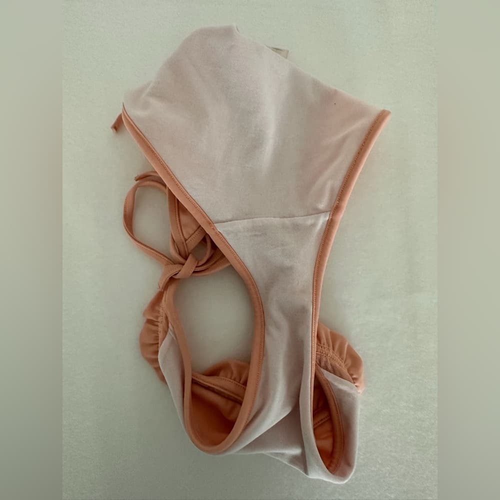 Victoria’s Secret Ruffle Trim Peach String Tie Y2K Bikini Set – Size Large - Thumbnail 3
