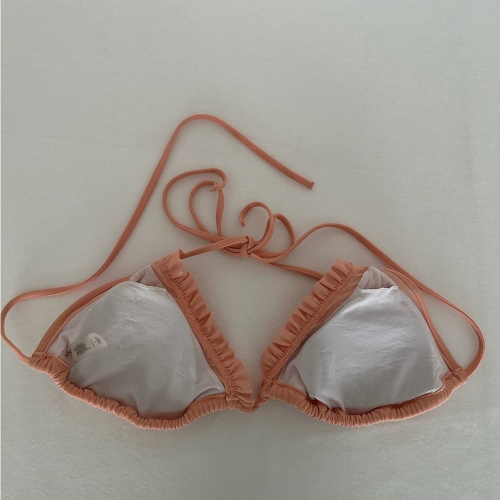 Victoria’s Secret Ruffle Trim Peach String Tie Y2K Bikini Set – Size Large - Thumbnail 8