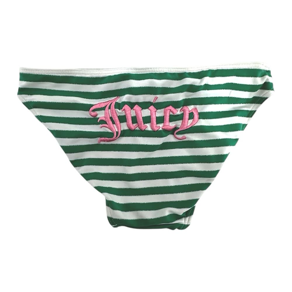 Juicy Couture Green White Stripe Y2K Halter Style Bikini Set - Size Medium - Thumbnail 4
