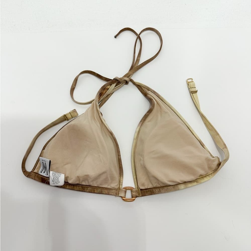 W Swim Gold Leopard Print Cheetah Triangle Bikini Set High Cut Vintage Y2K Large - Thumbnail 13
