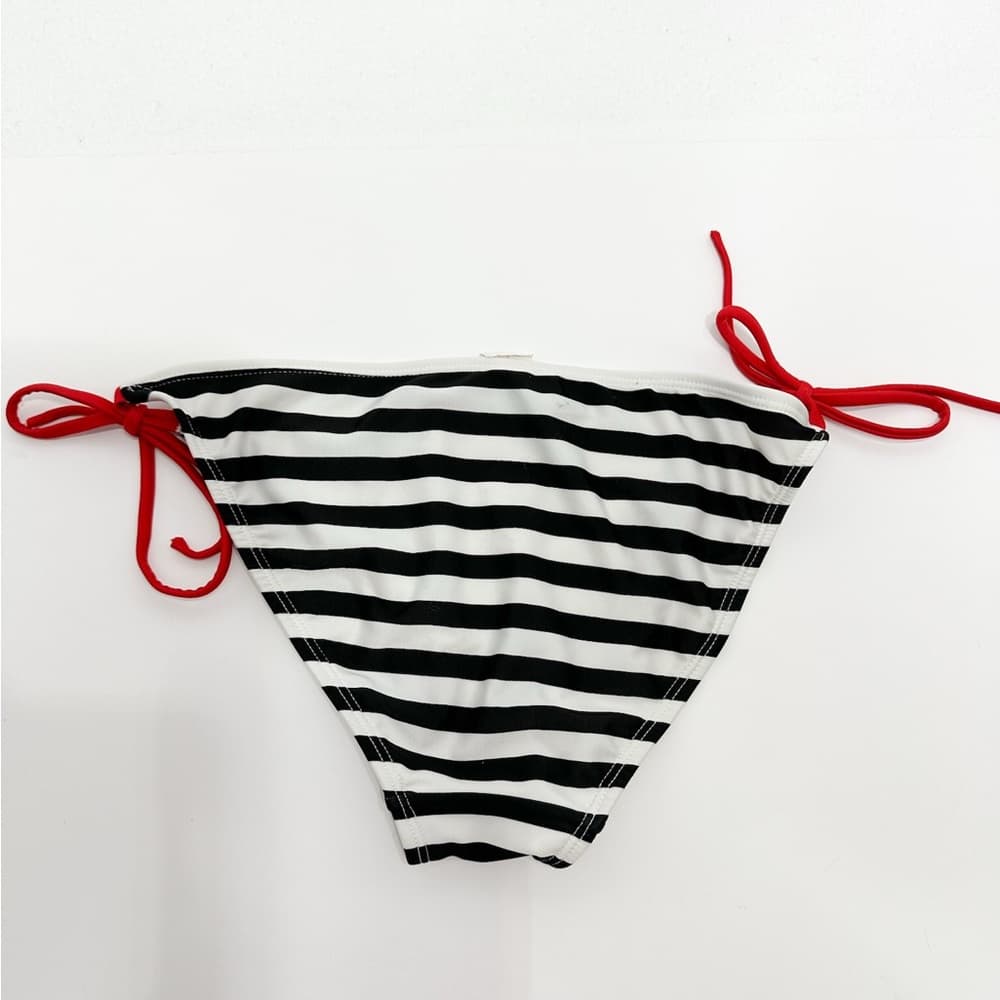 Xhilaration Tattoo Bikini Heart Black White Striped Red Bikini Top XL Bottom L - Thumbnail 8
