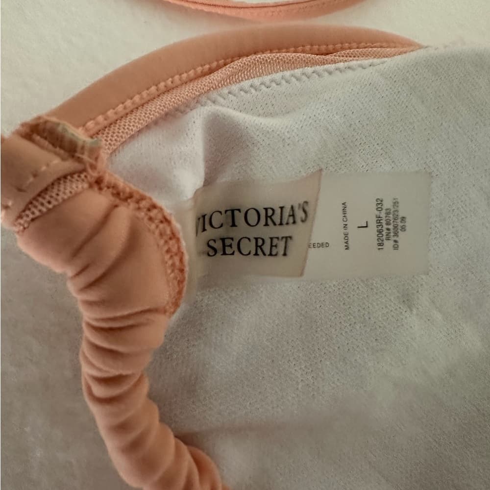 Victoria’s Secret Ruffle Trim Peach String Tie Y2K Bikini Set – Size Large - Thumbnail 9