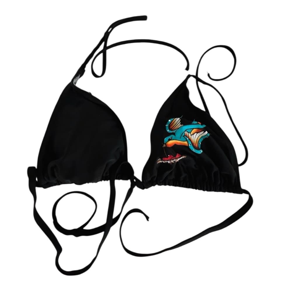 Xhilaration Classic Sailor Swallow Bird Tattoo Graphic Y2K Black Bikini XL - Thumbnail 4