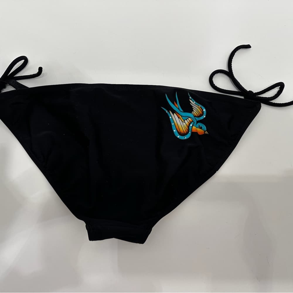 Xhilaration Classic Sailor Swallow Bird Tattoo Graphic Y2K Black Bikini XL - Thumbnail 15
