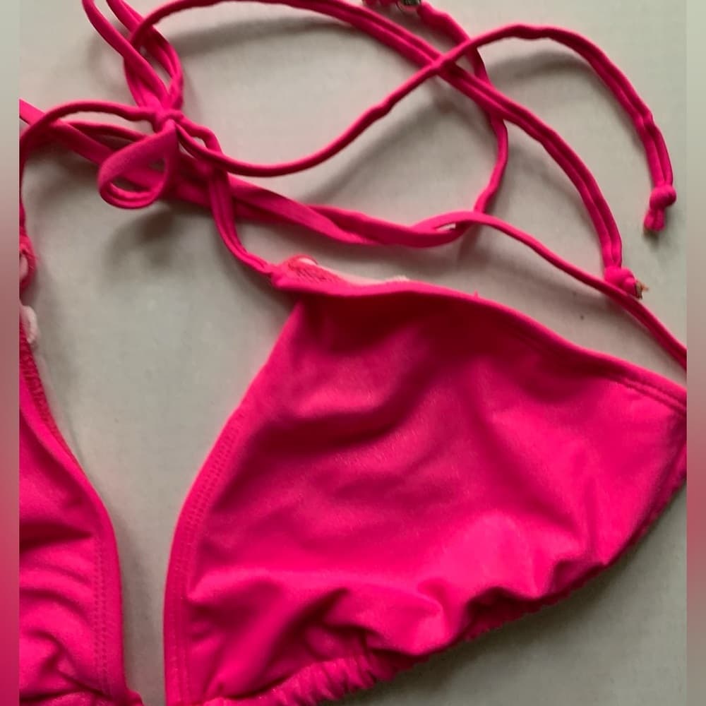 Hot Pink String Bikini Top Only - Thumbnail 4