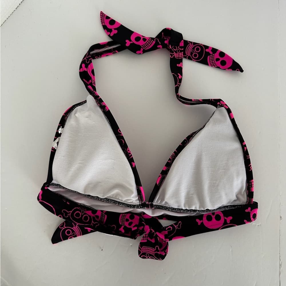 Kaligirlz x Hot Topic Y2K Pink Black Skull Print Bikini Set Size Large Rare Swim - Thumbnail 11