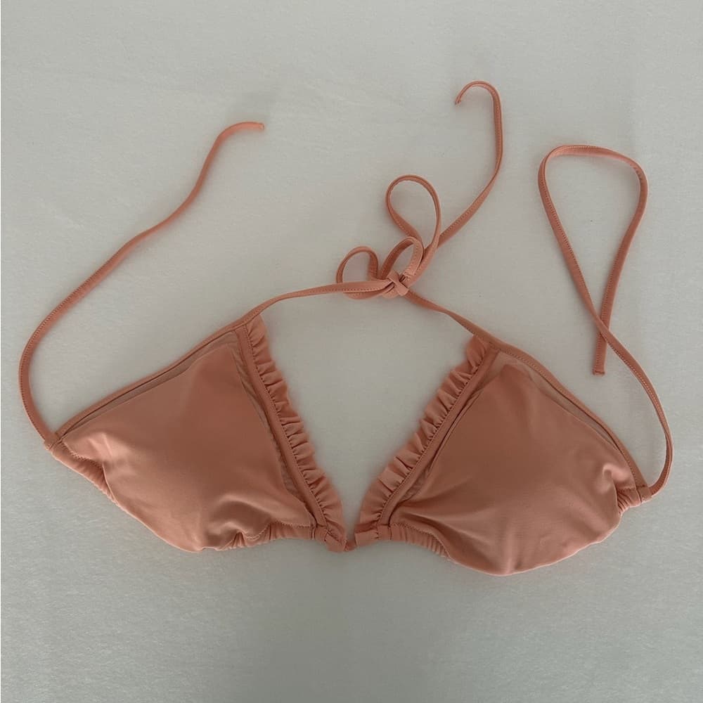 Victoria’s Secret Ruffle Trim Peach String Tie Y2K Bikini Set – Size Large - Thumbnail 10