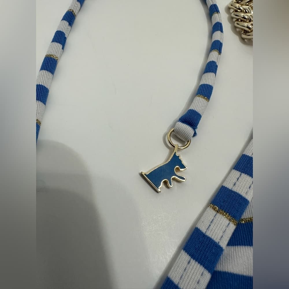 Juicy Couture Striped Blue White with Gold Chain Y2K Bikini Set Women’s Large - Thumbnail 13