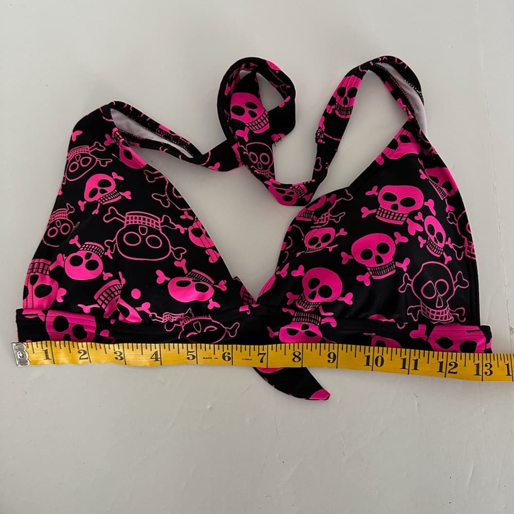 Kaligirlz x Hot Topic Y2K Pink Black Skull Print Bikini Set Size Large Rare Swim - Thumbnail 13
