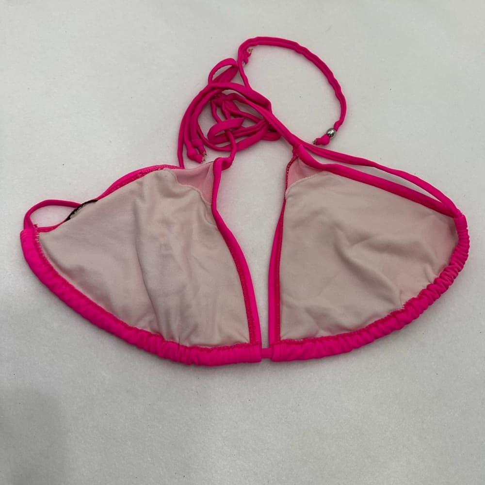 Hot Pink String Bikini Top Only - Thumbnail 2