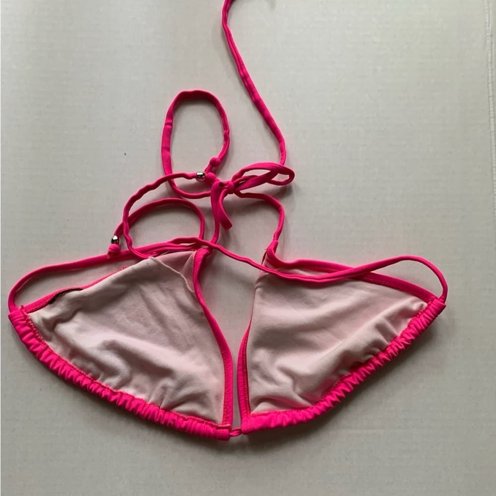 Hot Pink String Bikini Top Only - Thumbnail 6