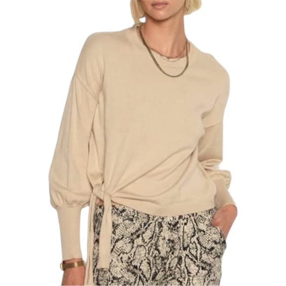 TART Tie Front Knit Pullover Sweater Cozy Neutral Cotton Size Small Minimalist - Thumbnail 11