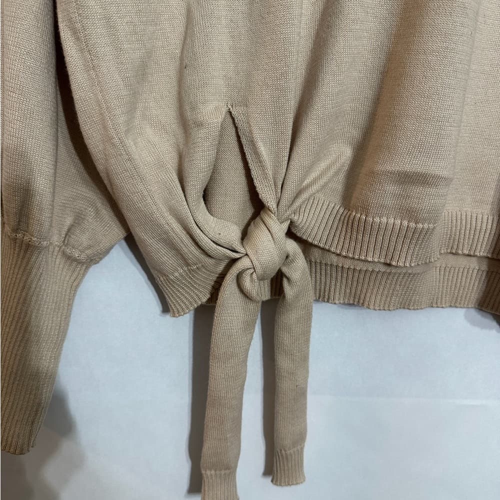 TART Tie Front Knit Pullover Sweater Cozy Neutral Cotton Size Small Minimalist - Thumbnail 8