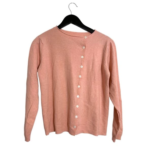 Vintage Peach Pink Asymmetrical Button Cardigan Pinup Sweater See Measurements - Thumbnail 7