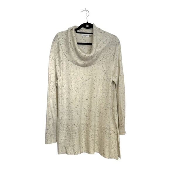Calvin Klein Beige Speckled Wool Blend Cowl Neck Sweater Size Large - Thumbnail 8