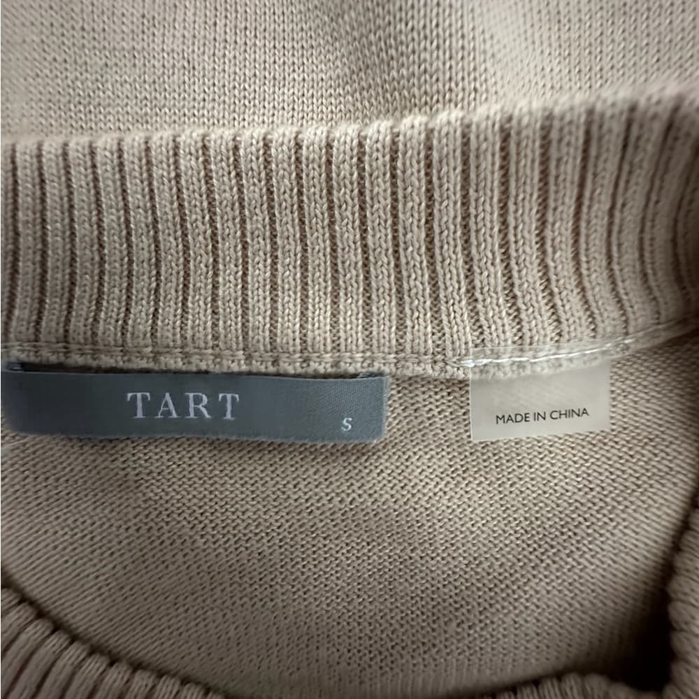 TART Tie Front Knit Pullover Sweater Cozy Neutral Cotton Size Small Minimalist - Thumbnail 6