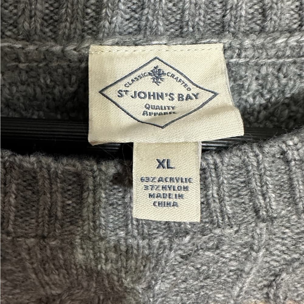 St Johns Bay Neutral Colorblock Cable Knit Sweater Size XL Cozy Classic Fall - Thumbnail 4