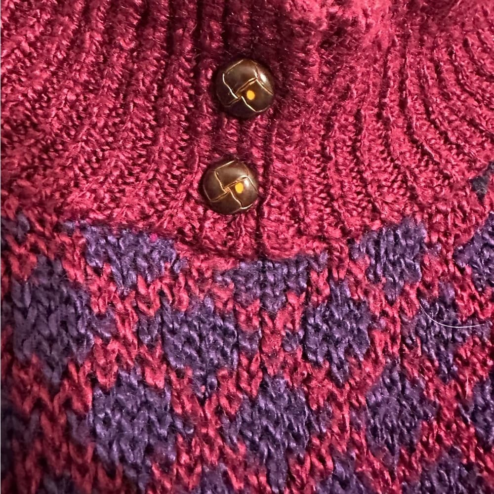 DHI Fair Isle Vintage Sweater Mockneck Size Medium 90s Art Teacher Viral TikTok - Thumbnail 4