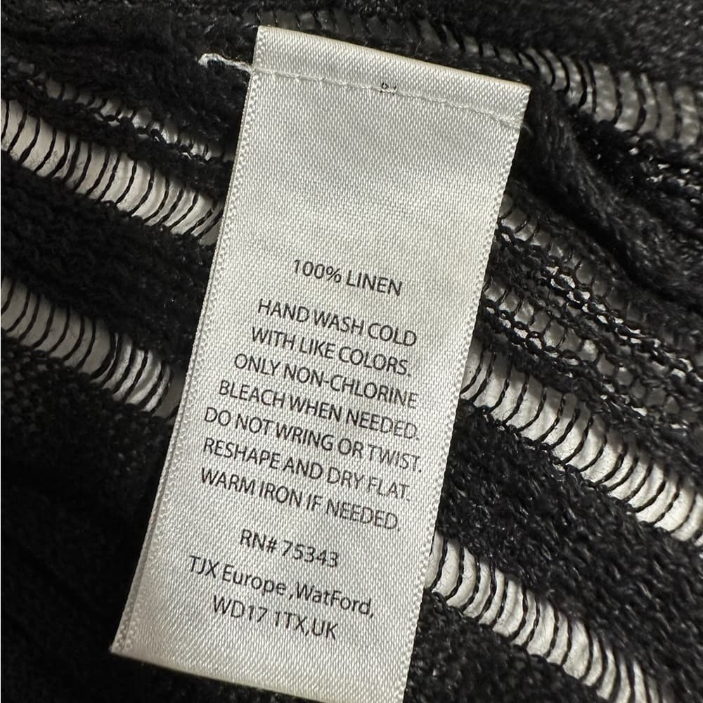 Tahari 100% Linen Black Open Front Lightweight Sheer Cardigan Size XS Resortwear - Thumbnail 4