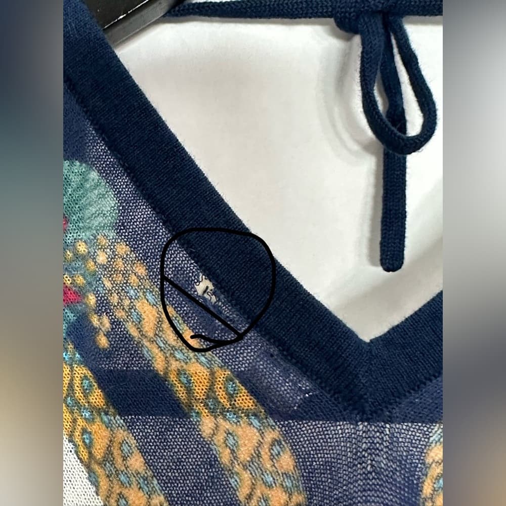 Moth for Anthropologie Navy Floral Boho Tie Scarf Print Kimono Top Size M/L - Thumbnail 10