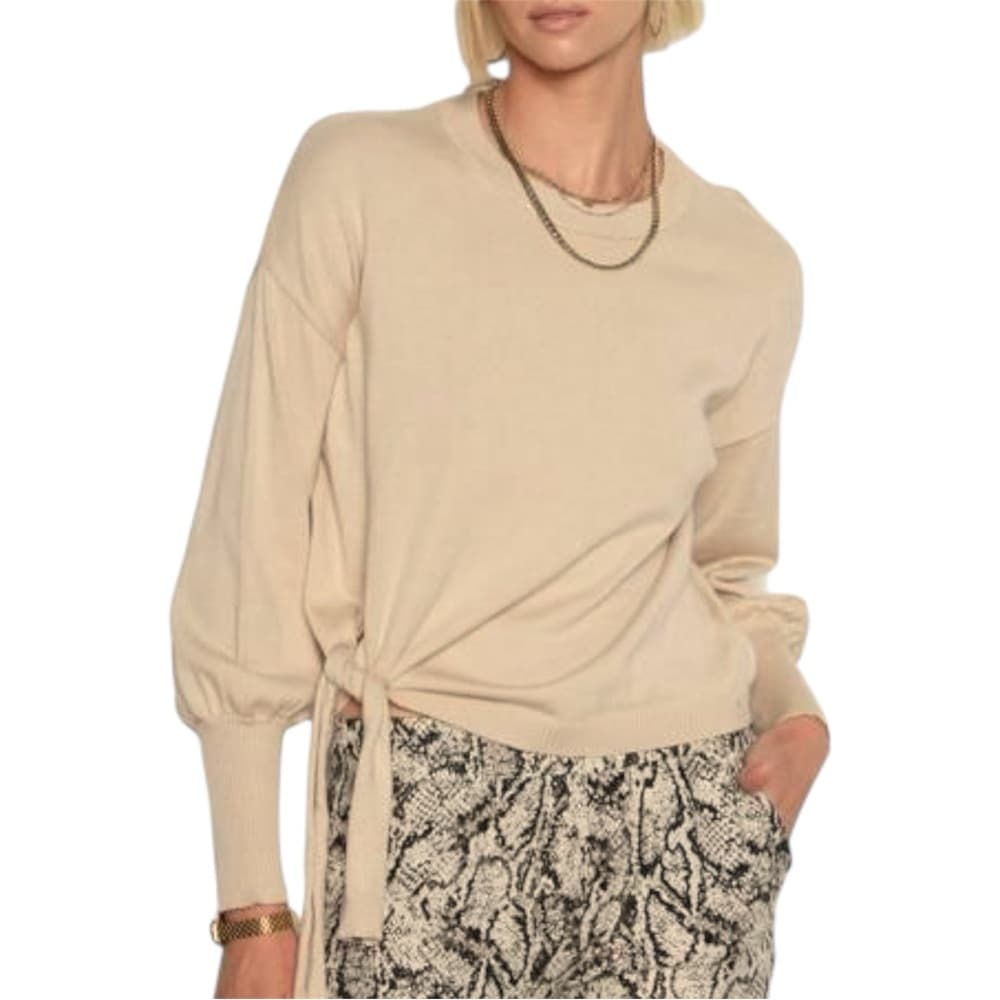 TART Tie Front Knit Pullover Sweater Cozy Neutral Cotton Size Small Minimalist - Thumbnail 10