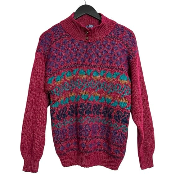 DHI Fair Isle Vintage Sweater Mockneck Size Medium 90s Art Teacher Viral TikTok - Thumbnail 9