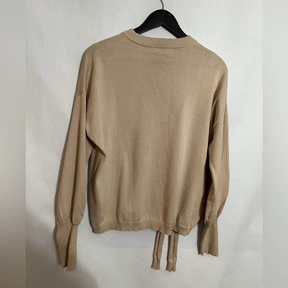 TART Tie Front Knit Pullover Sweater Cozy Neutral Cotton Size Small Minimalist - Thumbnail 5