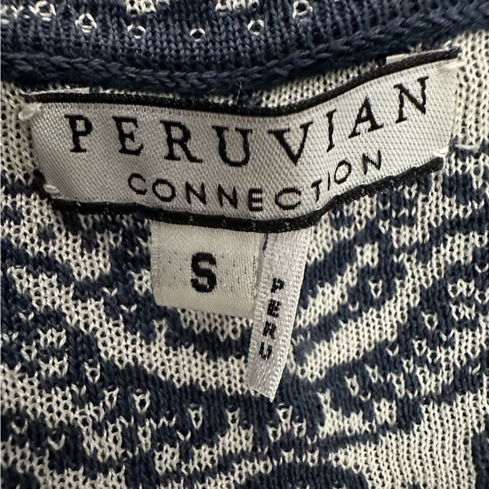 Peruvian Connection Pima Cotton Jacquard Cardigan Sweater Size Small - Thumbnail 2