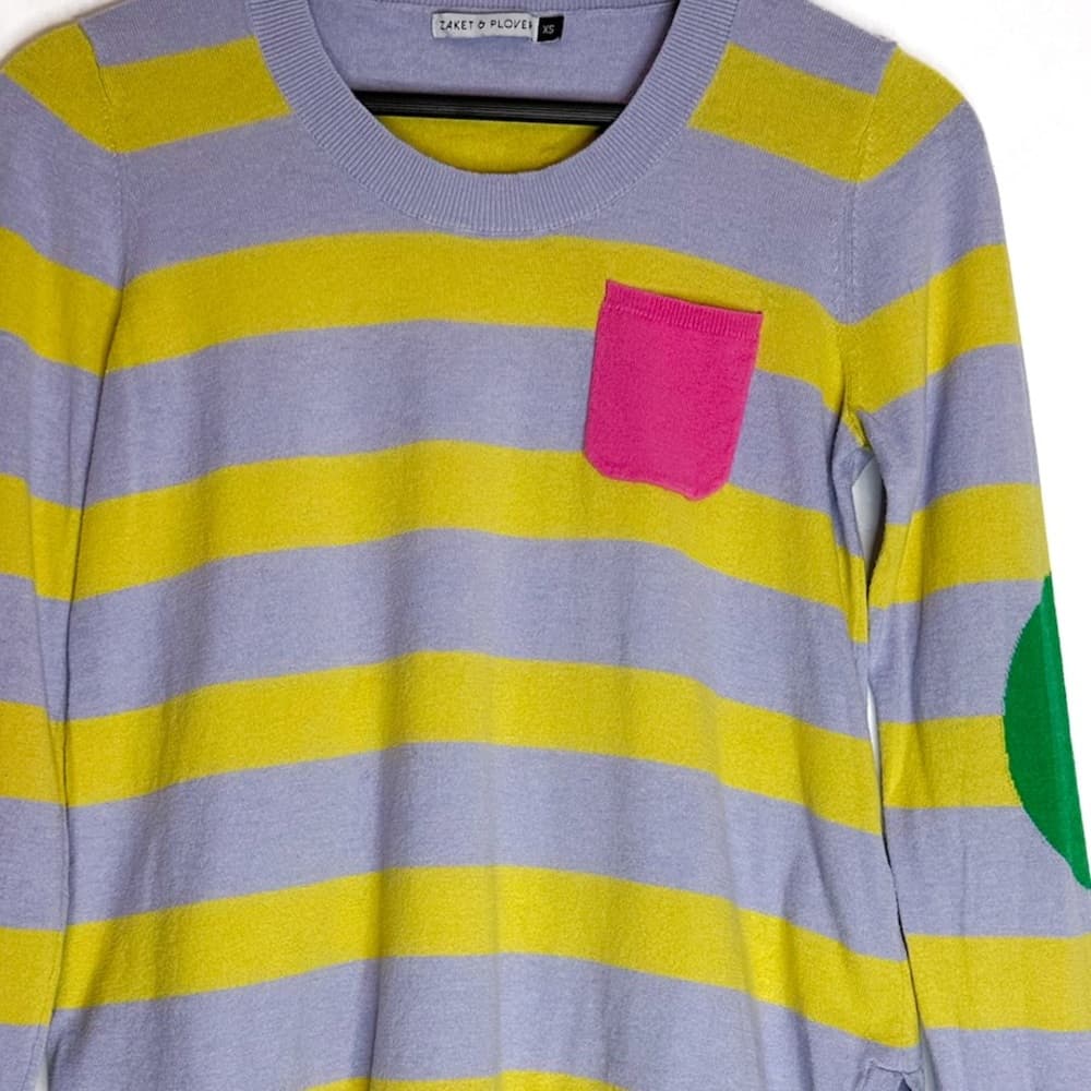 Zaket & Plover Revolve Pocket Pullover Striped Colorblock Knit Sweater Size XS - Thumbnail 6