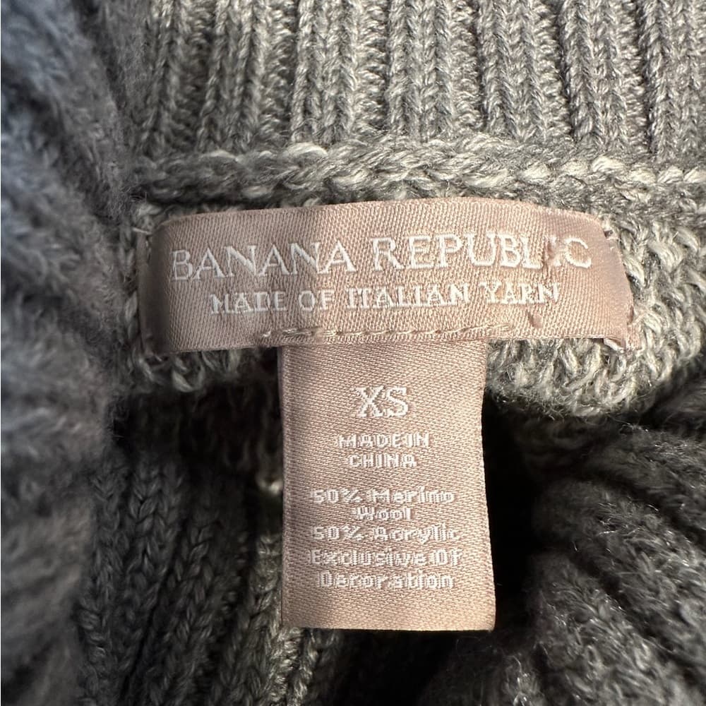 Banana Republic Sweater High Shawl Collar Italian Merino Wool Blend Size XS - Thumbnail 5