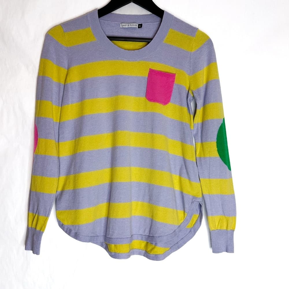 Zaket & Plover Revolve Pocket Pullover Striped Colorblock Knit Sweater Size XS - Thumbnail 5