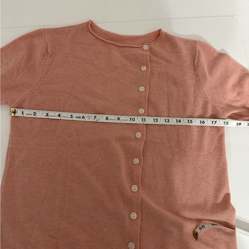 Vintage Peach Pink Asymmetrical Button Cardigan Pinup Sweater See Measurements - Thumbnail 3