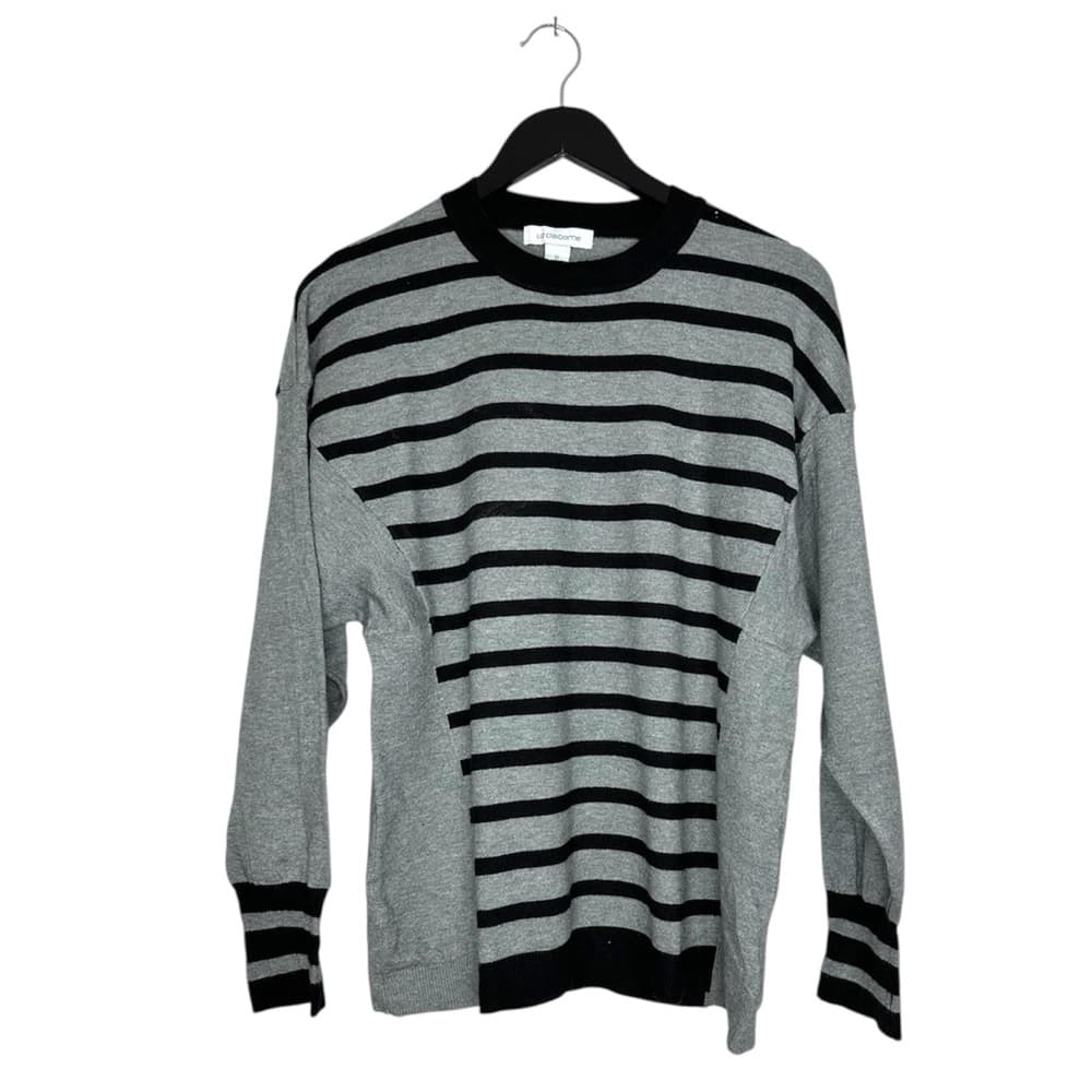 Liz Claiborne Gray Black Stripe Sweater Size XL Minimalist Classic Knit SEE NOTE - Thumbnail 11