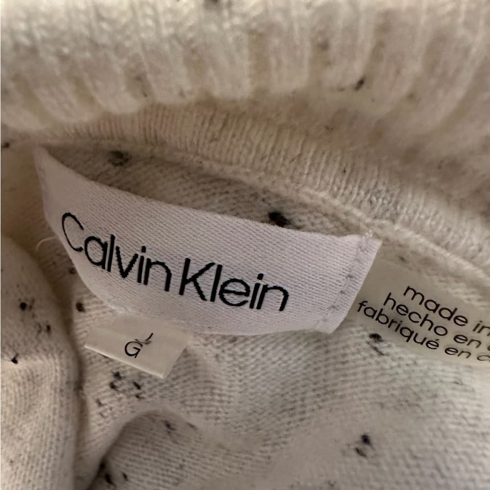 Calvin Klein Beige Speckled Wool Blend Cowl Neck Sweater Size Large - Thumbnail 5