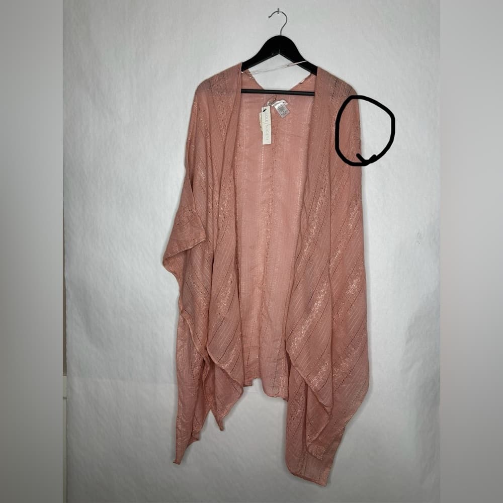 Sole Society Pink Rose Shimmer Open Front Draped Cardigan One Size SEE NOTES - Thumbnail 11