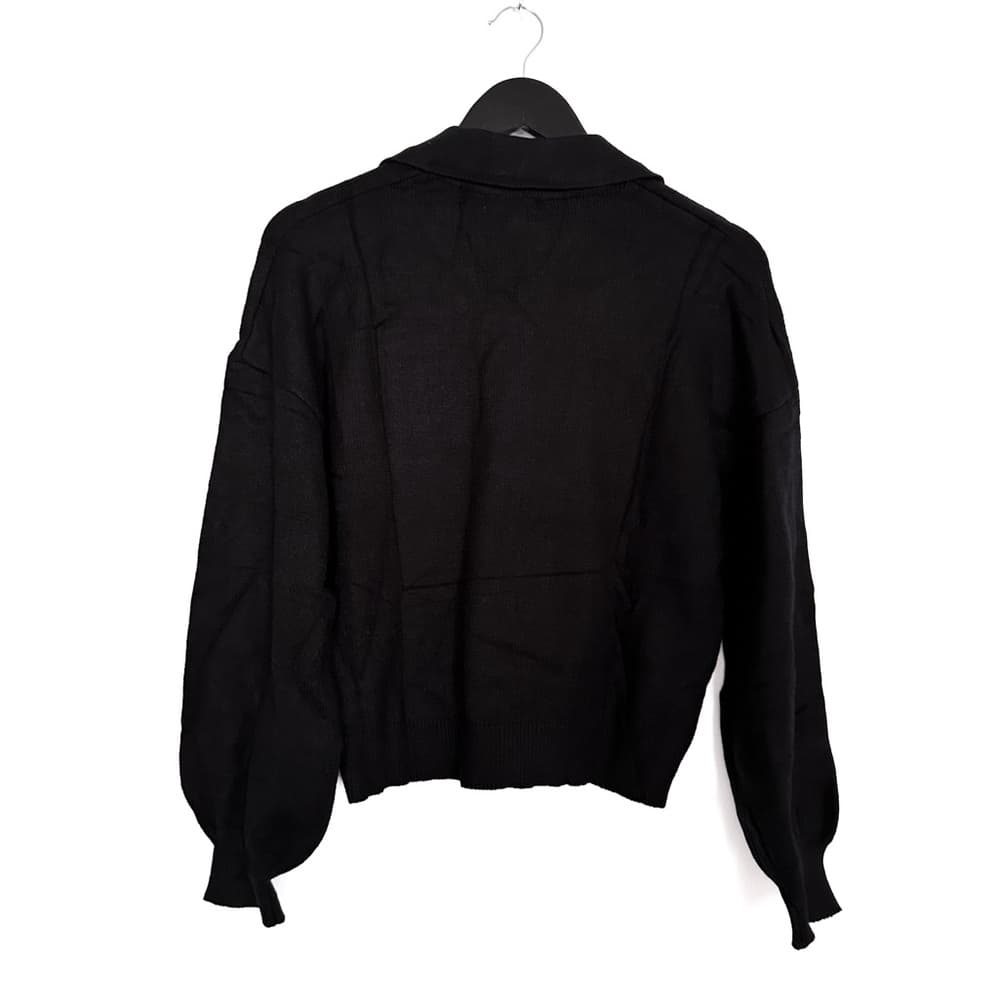 NWT Chigant Black Long Sleeve Collared Button Polo Sweater Size Medium - Thumbnail 2