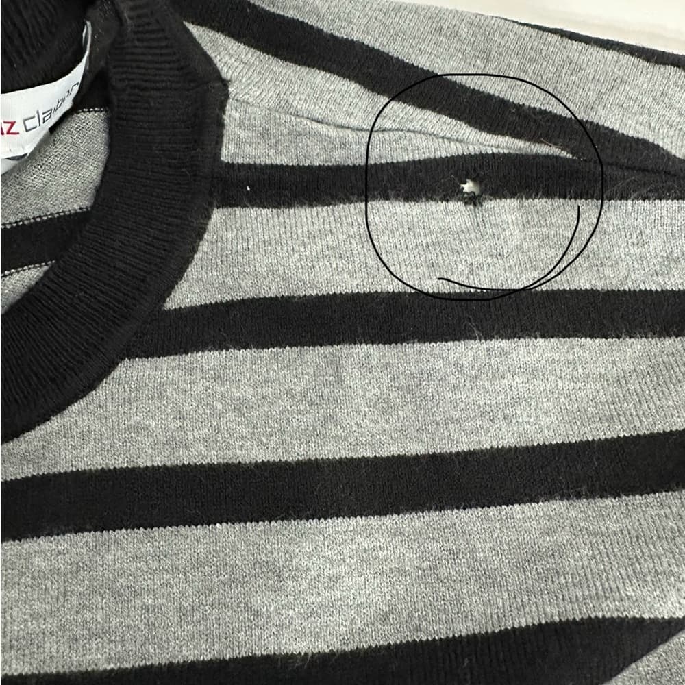 Liz Claiborne Gray Black Stripe Sweater Size XL Minimalist Classic Knit SEE NOTE - Thumbnail 10