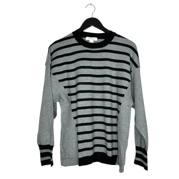 Liz Claiborne Gray Black Stripe Sweater Size XL Minimalist Classic Knit SEE NOTE - Thumbnail 12
