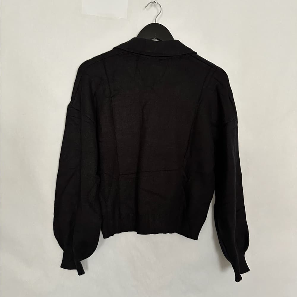 NWT Chigant Black Long Sleeve Collared Button Polo Sweater Size Medium - Thumbnail 4