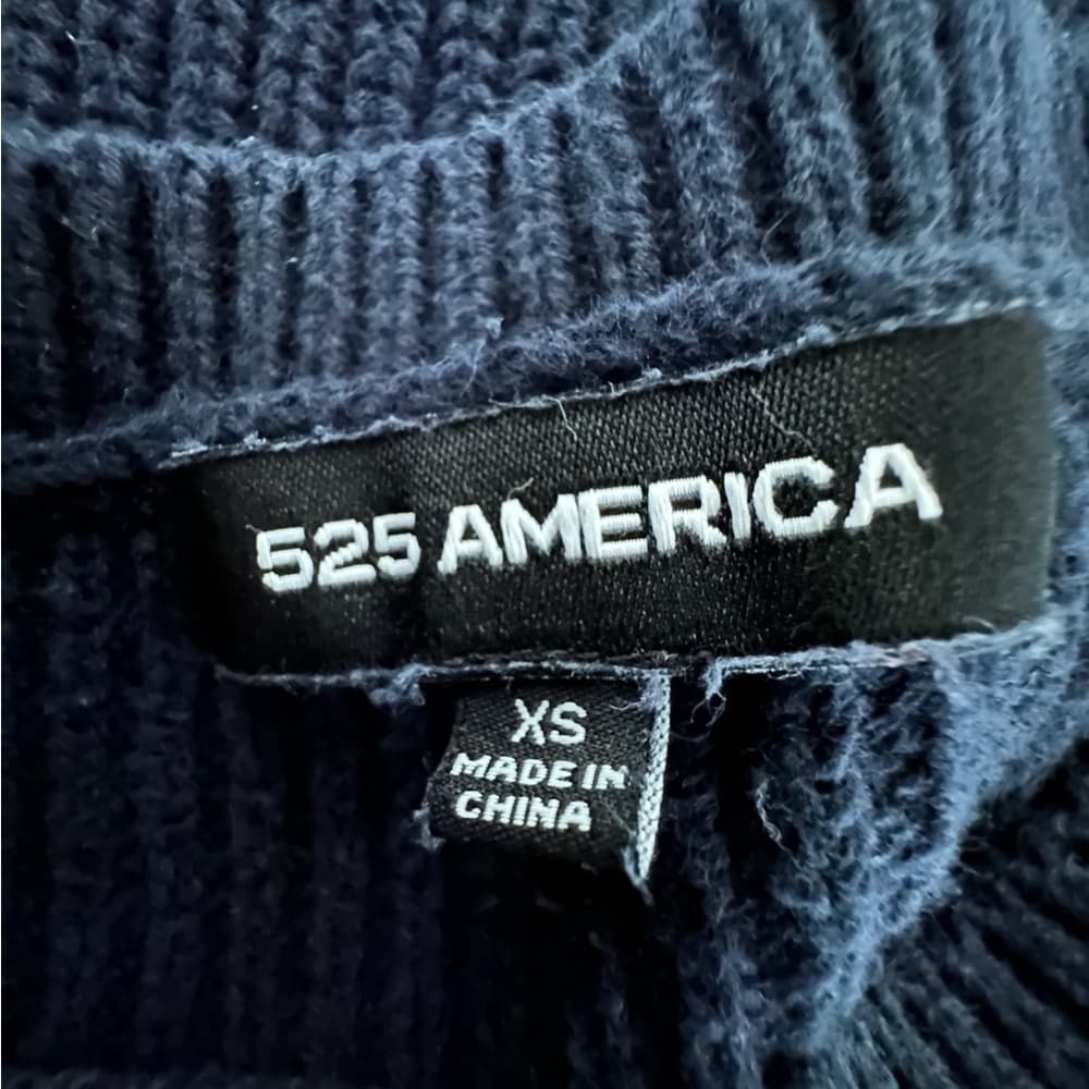 525 America Navy Blue Cotton Knit Sweater Size X-Small - Thumbnail 3